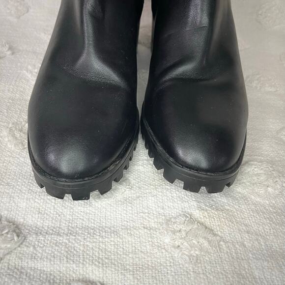 Zara Chunky Leather Lug Sole Black Chelsea Boots Ankle Heel Pointed Toe Size 9 - Picture 4 of 7